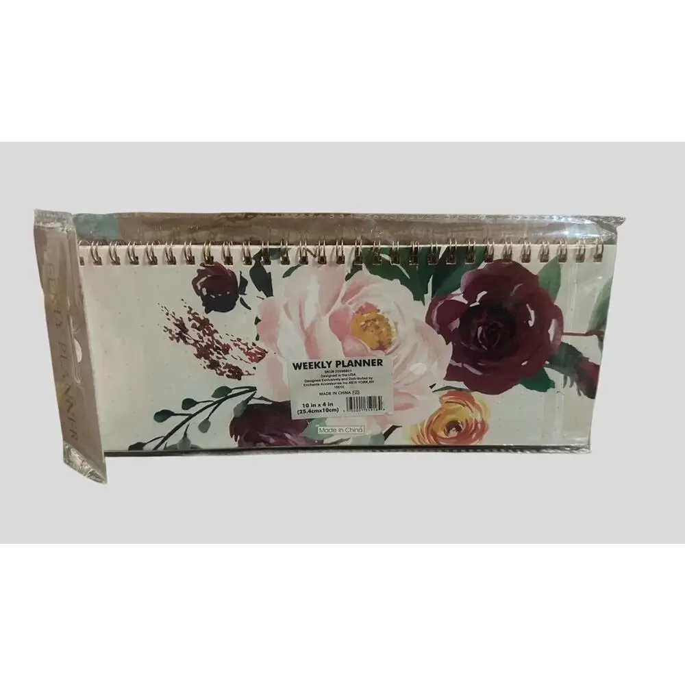 Enchante Floral Weekly Planner Desk Pad 10” x 4” Undated Spiral New